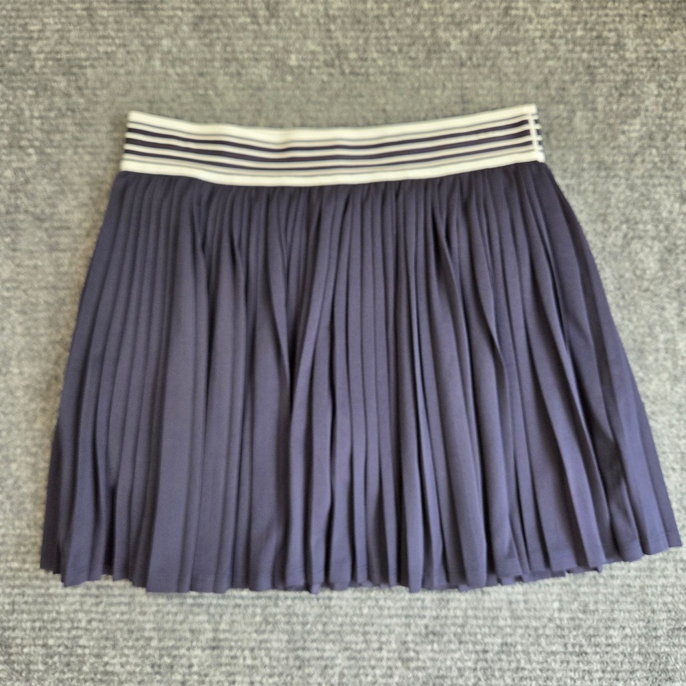 T by Talbots Navy Blue Pleated Tennis Skirt Skort Striped Waistband XS